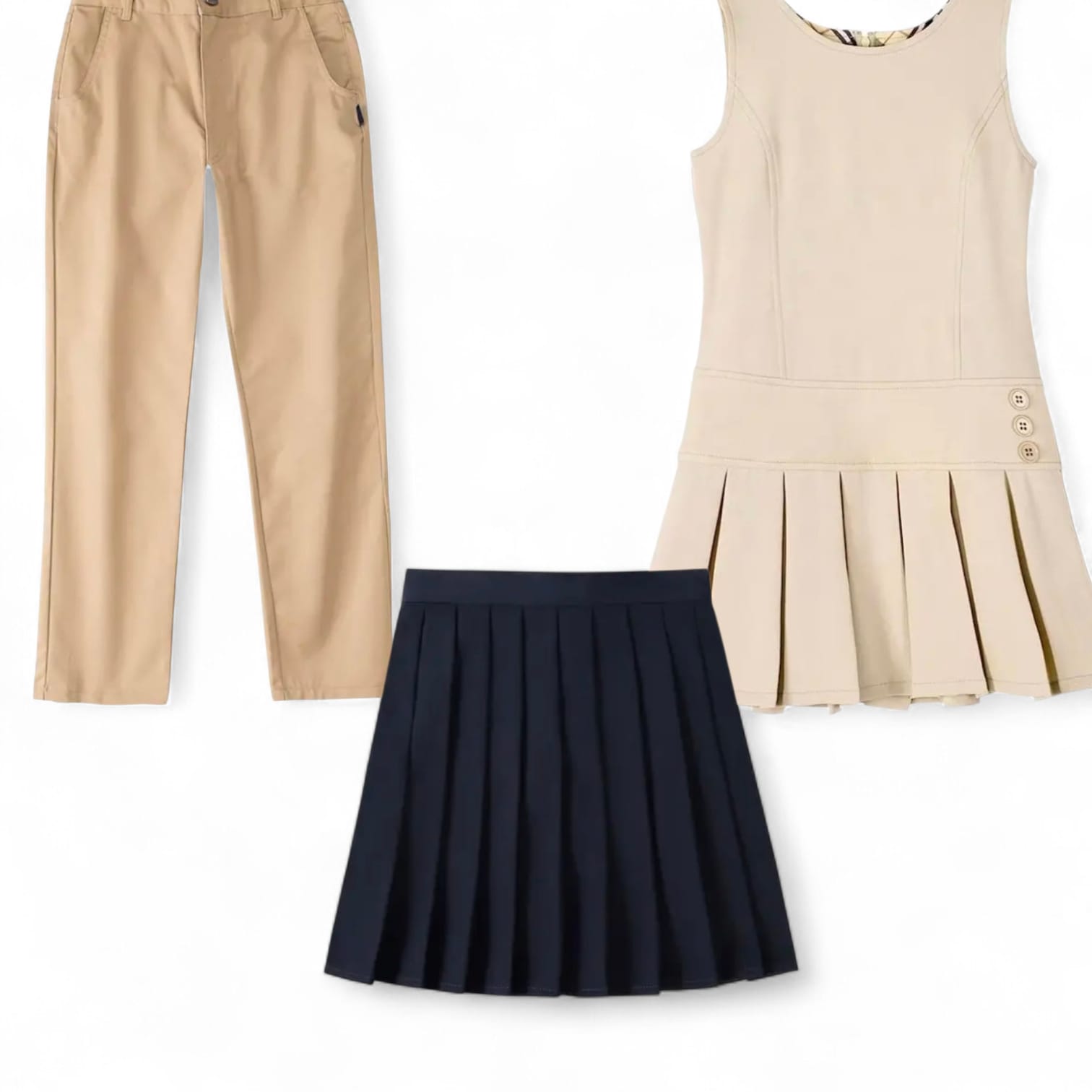 Khaki pants and skirts on school uniform